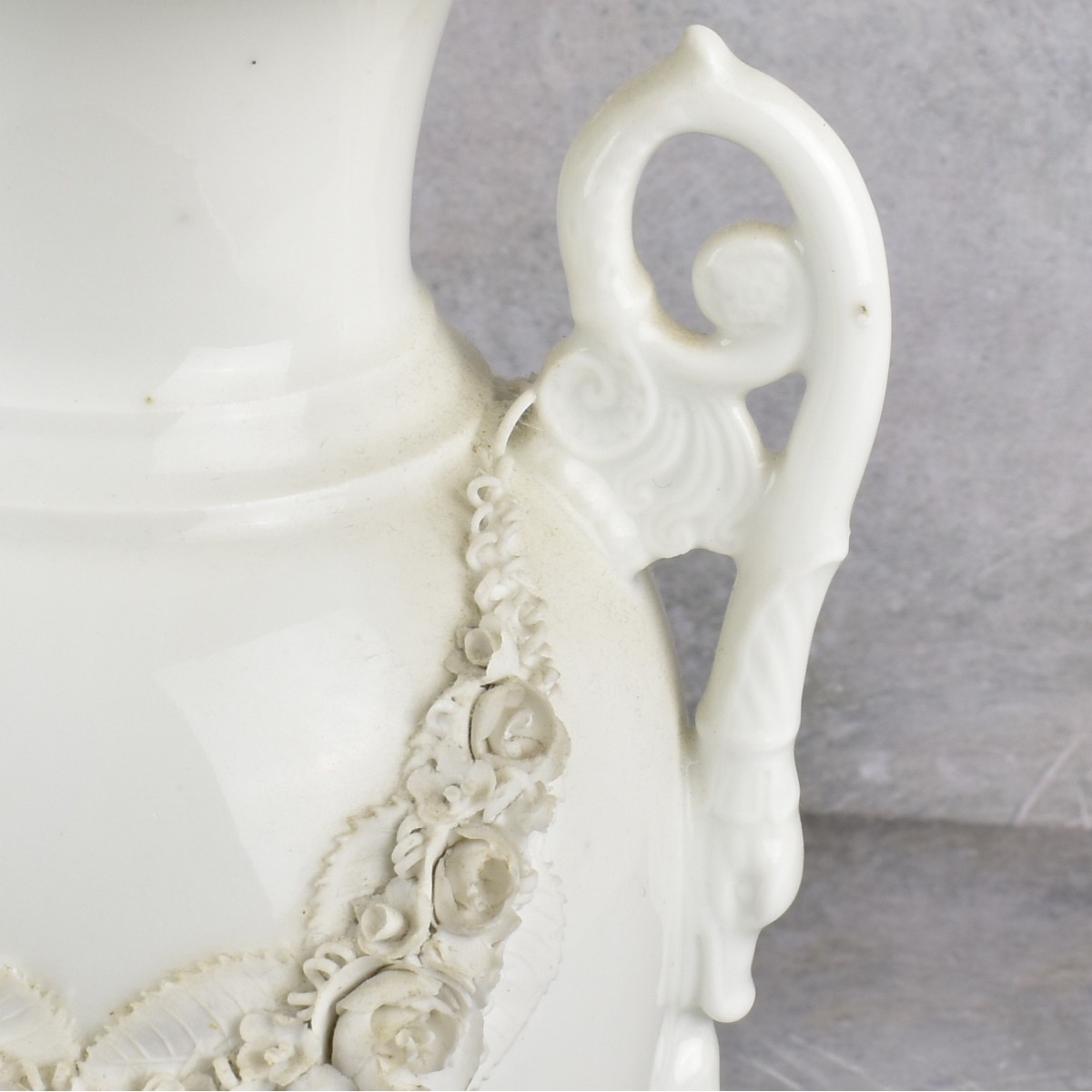 Vintage White Glazed Porcelain Urn Shape Vases
