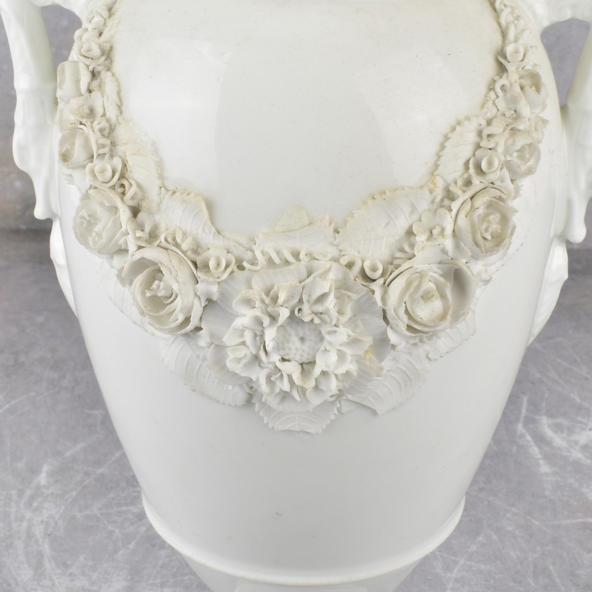 Vintage White Glazed Porcelain Urn Shape Vases
