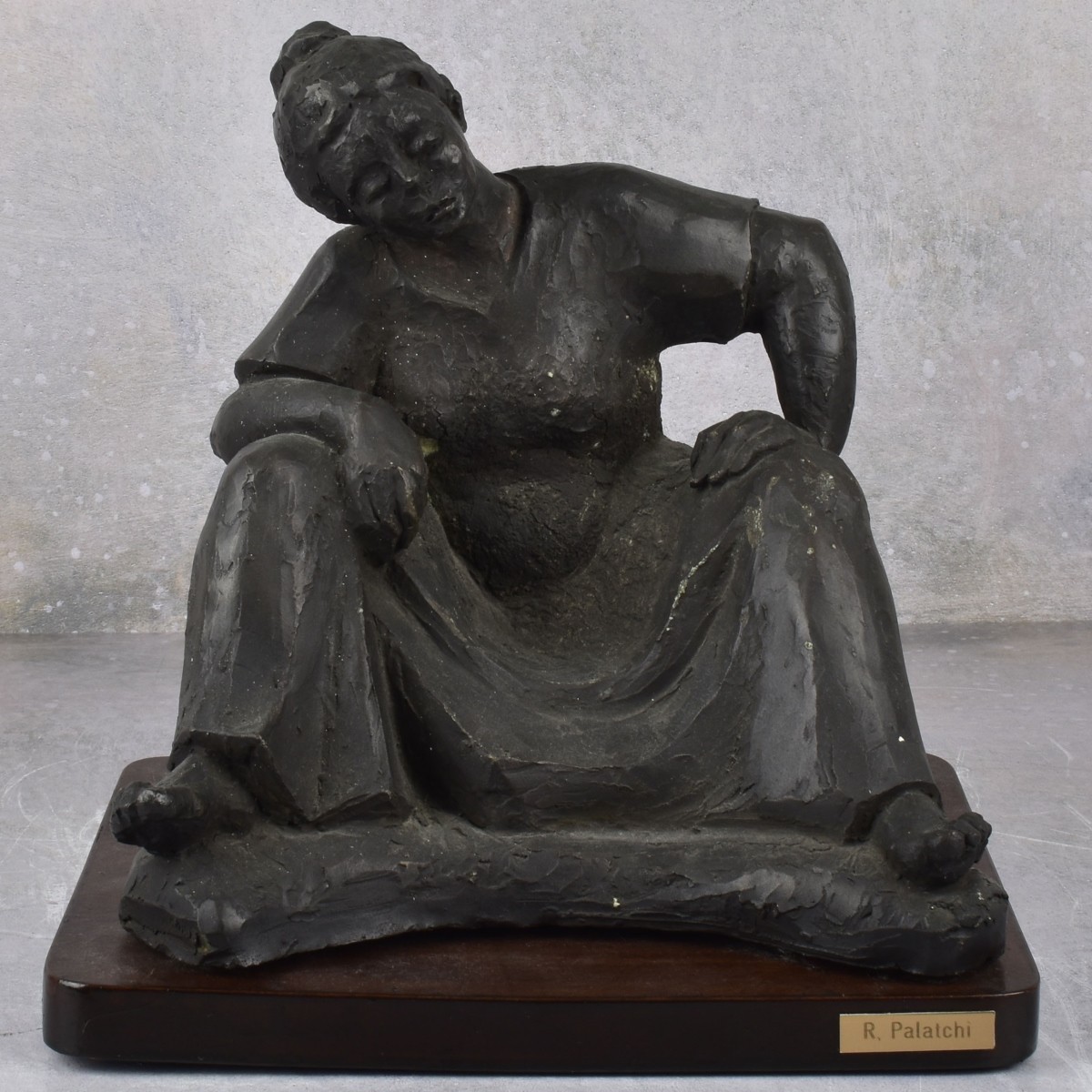 Painted Pottery Sculpture of a Seated Lady
