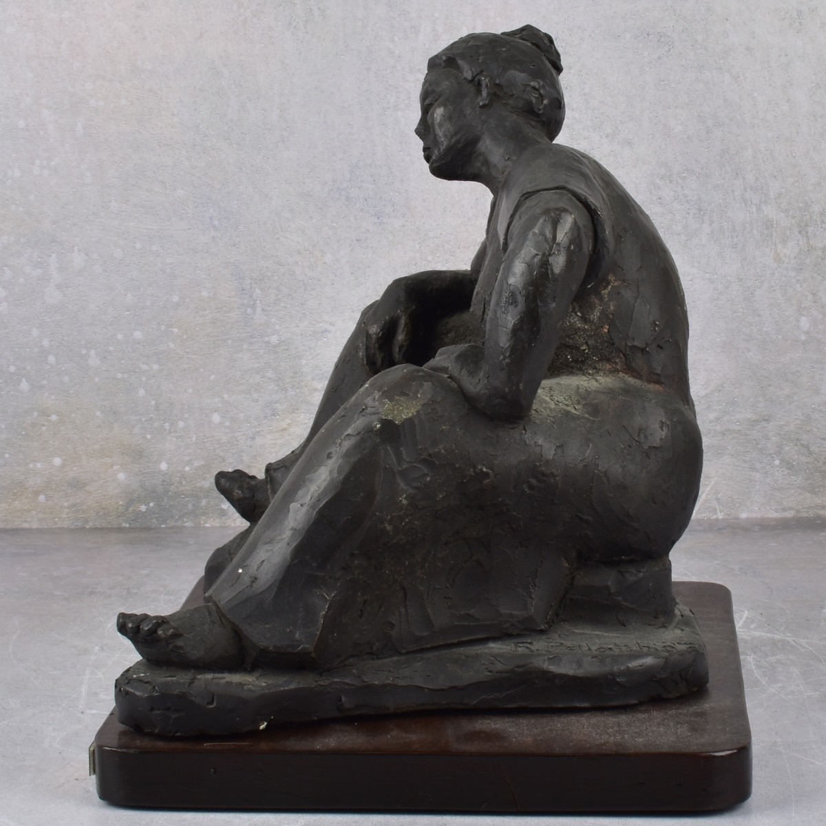 Painted Pottery Sculpture of a Seated Lady