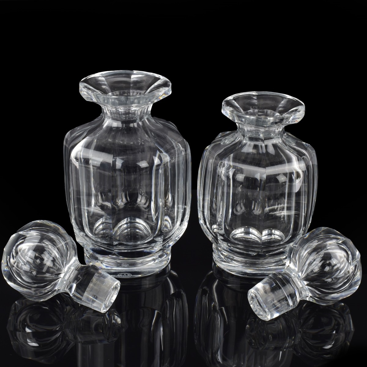 Baccarat French Cut Crystal Wine Decanters