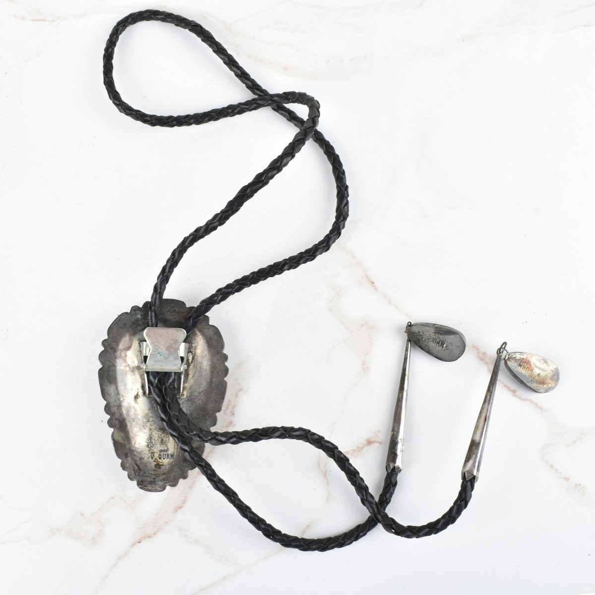 Zuni Hardstone and Silver Bolo Tie