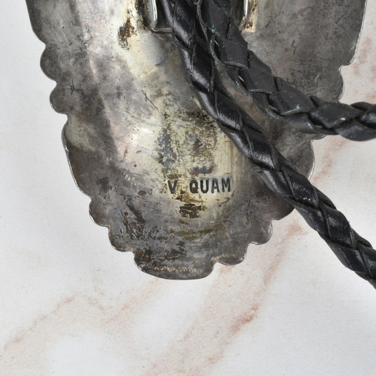 Zuni Hardstone and Silver Bolo Tie