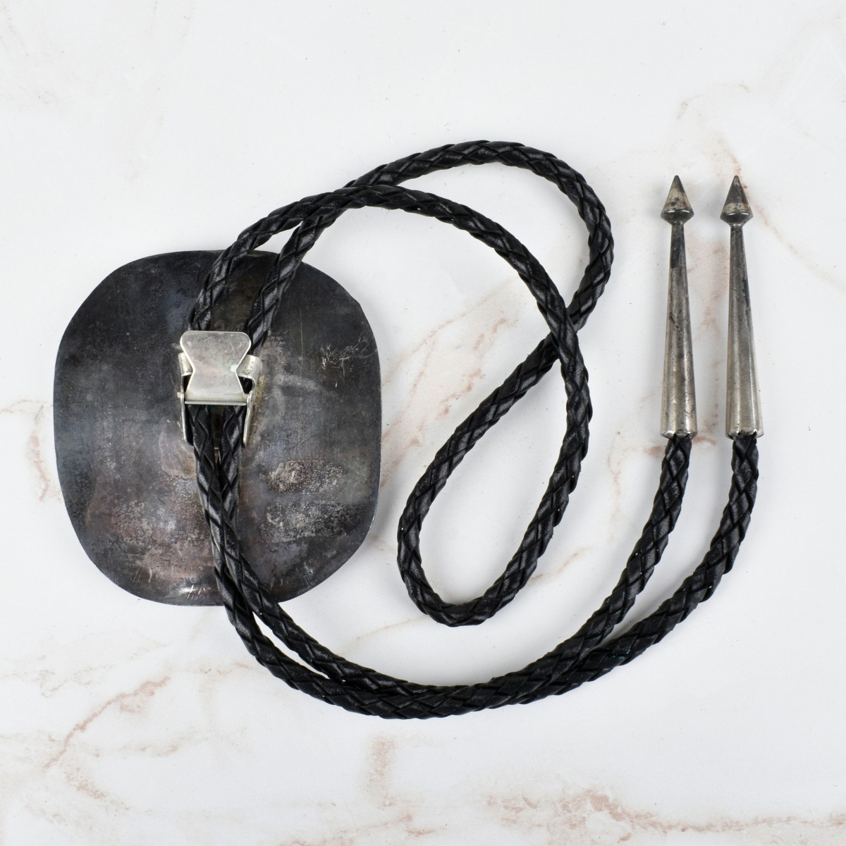 Zuni Hardstone and Silver Bolo Tie