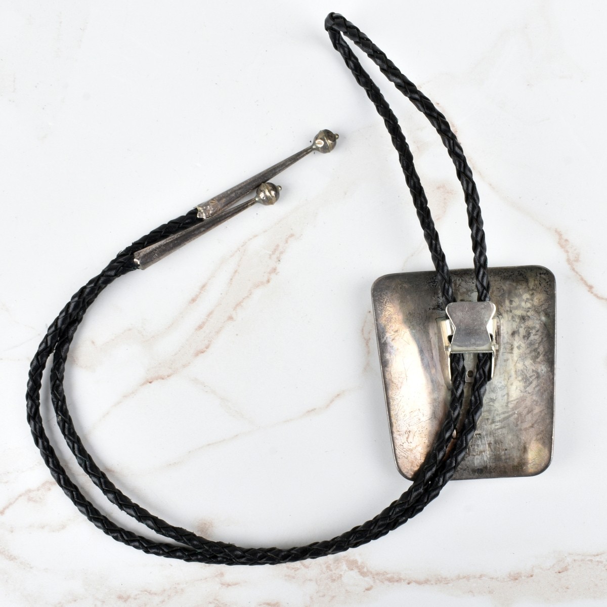 Zuni Hardstone and Silver Bolo Tie