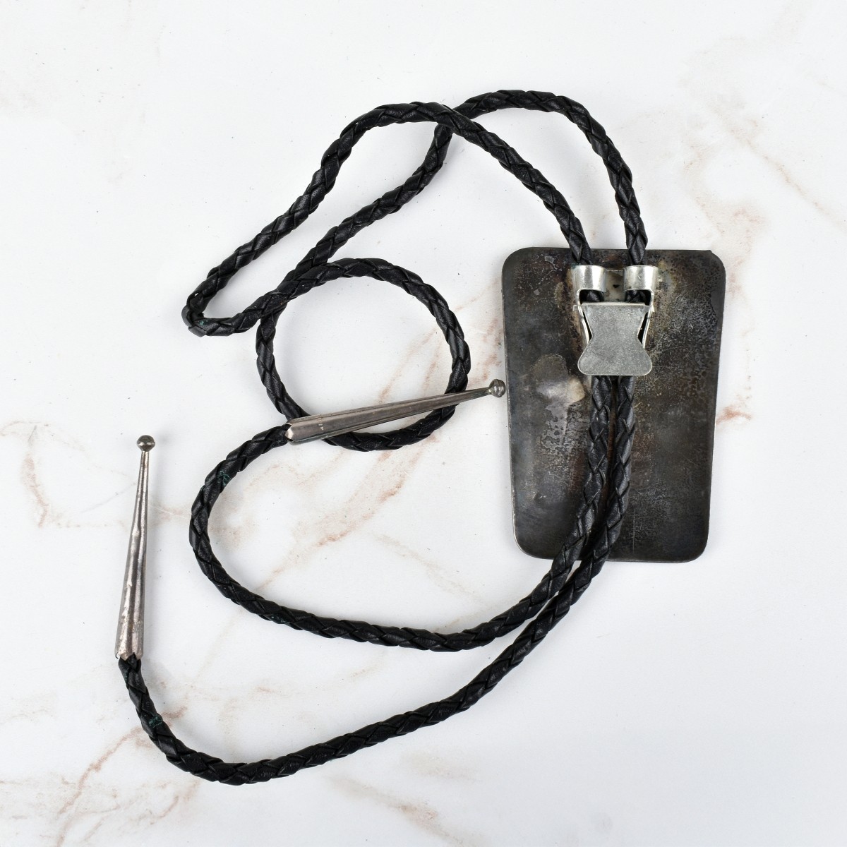 Zuni Hardstone and Silver Bolo Tie