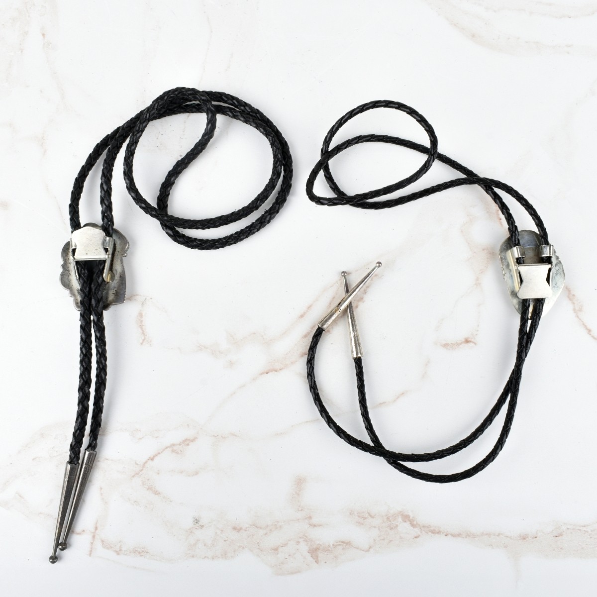 Native American Turquoise & Silver Bolo Ties