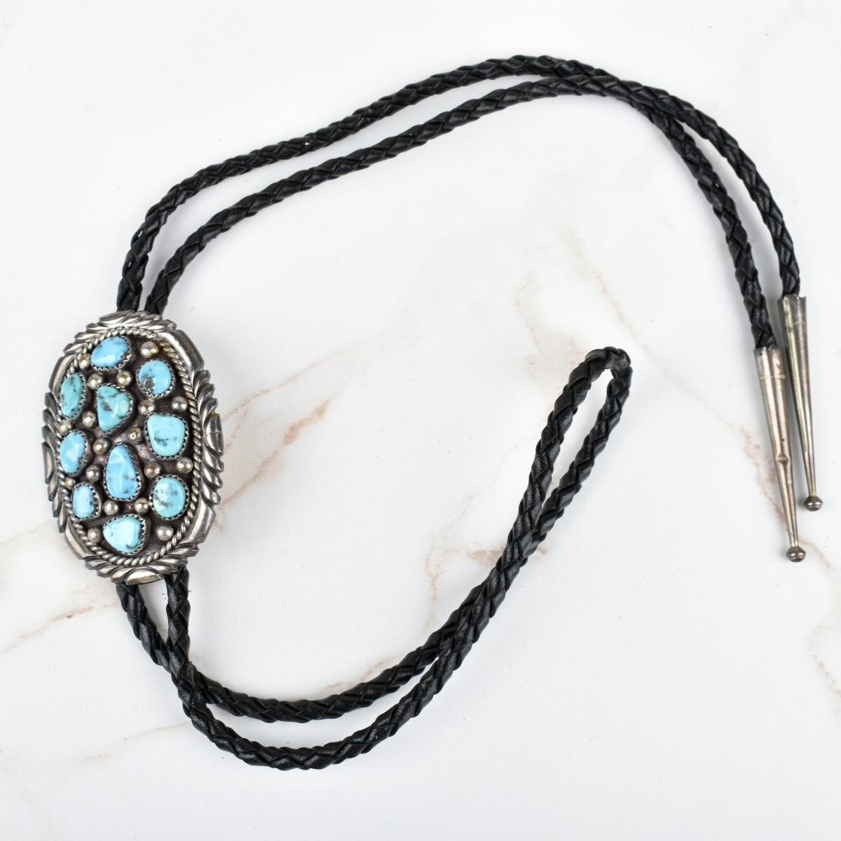 Native American Turquoise & Silver Bolo Tie