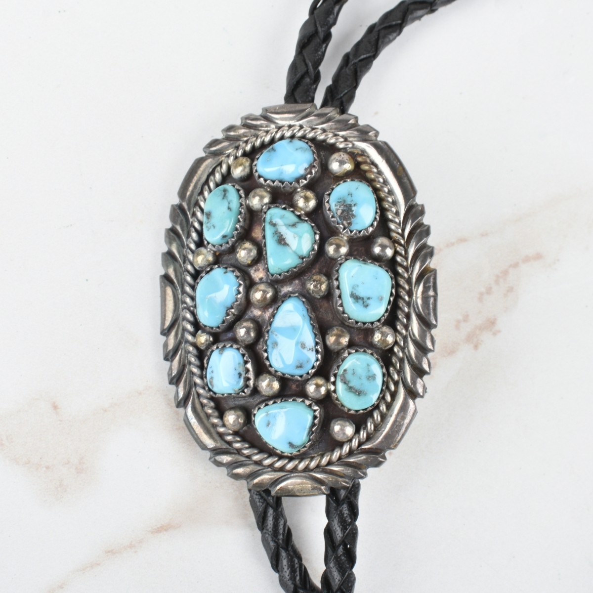 Native American Turquoise & Silver Bolo Tie