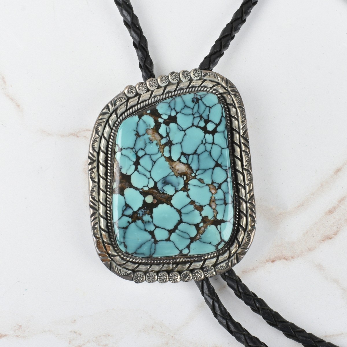 Navajo Turquoise and Sterling Bolo Tie