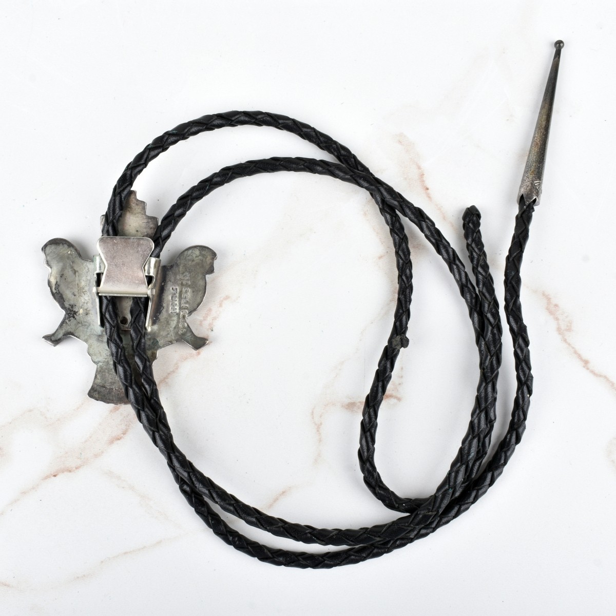 Zuni Hardstone and Silver Bolo Tie