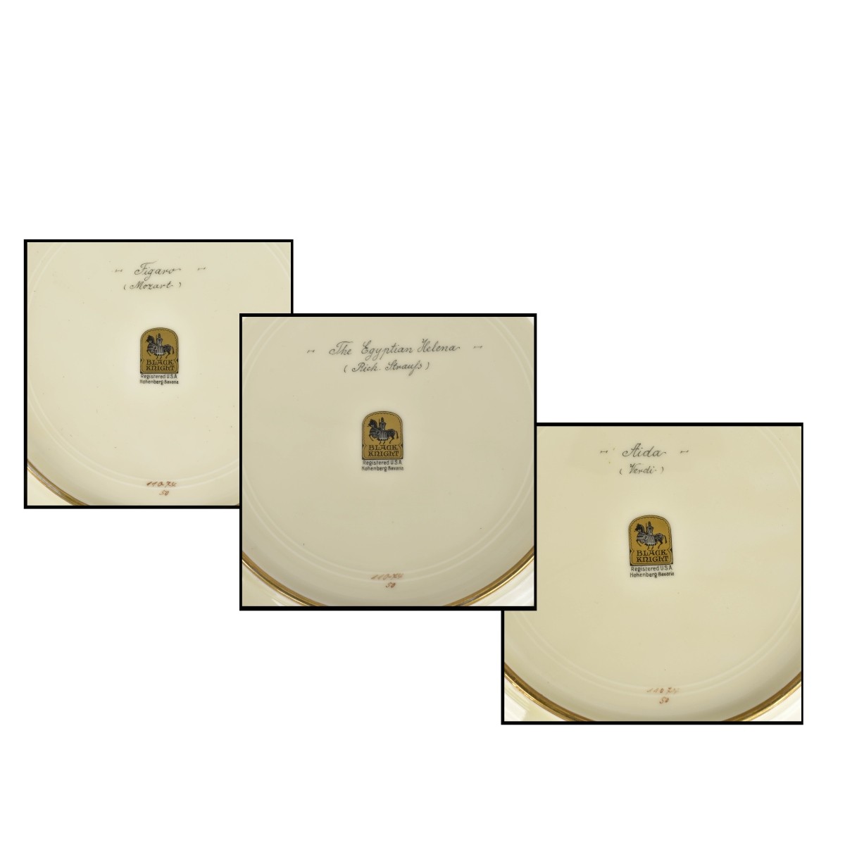 Black Knight Hand Painted Cabinet Plates