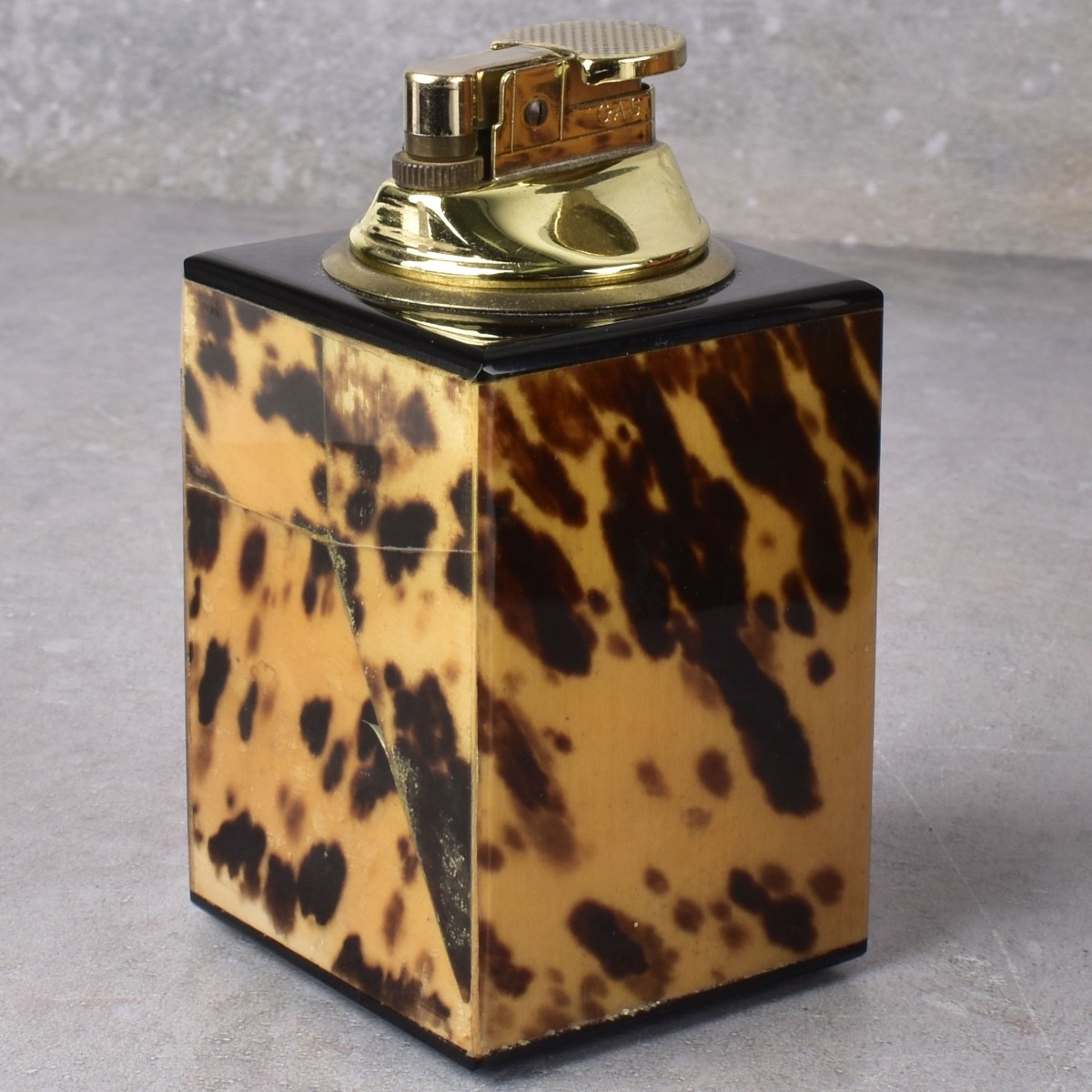 Large Faux Tortoiseshell Hinged Box and Lighter