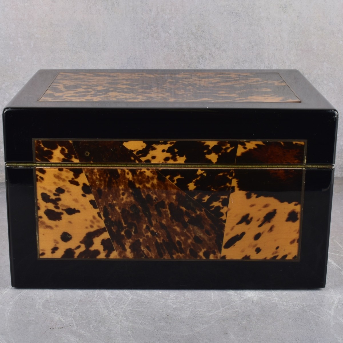 Large Faux Tortoiseshell Hinged Box and Lighter