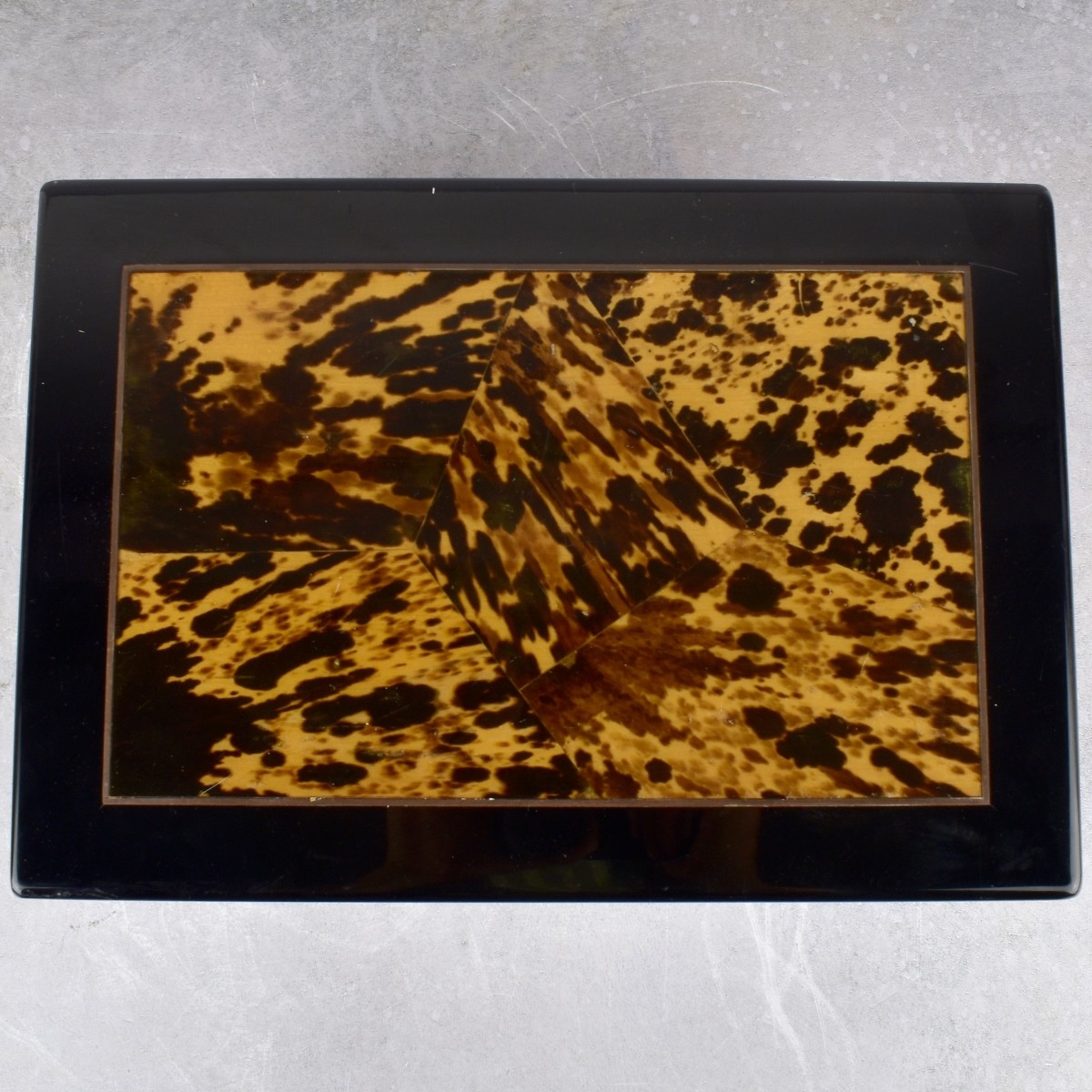 Large Faux Tortoiseshell Hinged Box and Lighter