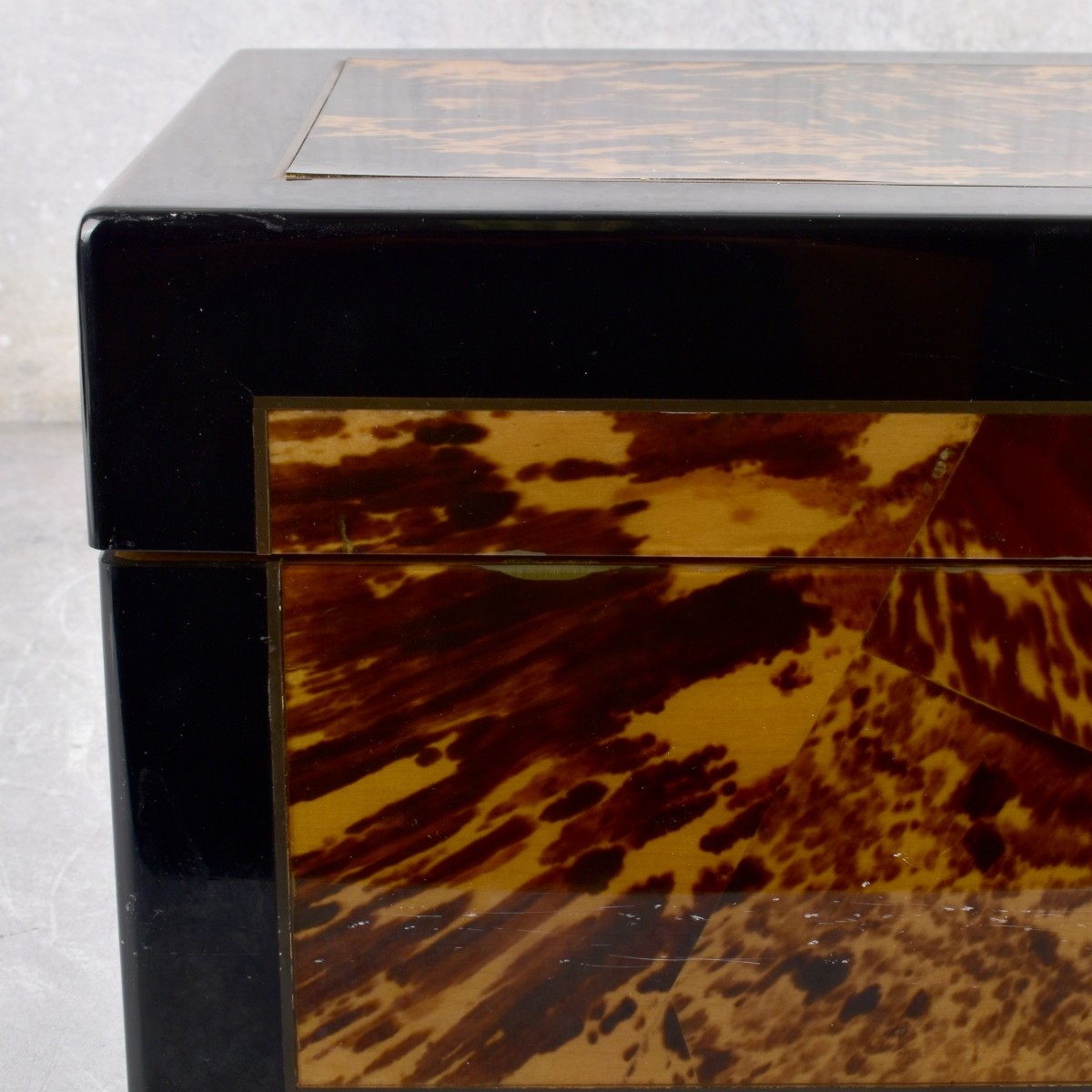 Large Faux Tortoiseshell Hinged Box and Lighter