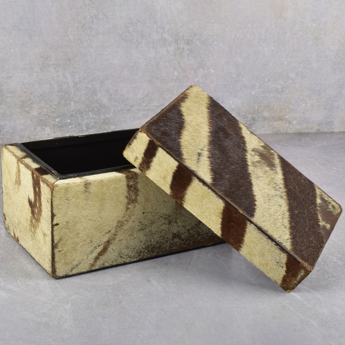 Vintage Zebra Hide Covered Wood Box