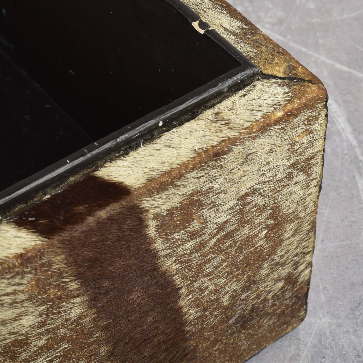 Vintage Zebra Hide Covered Wood Box
