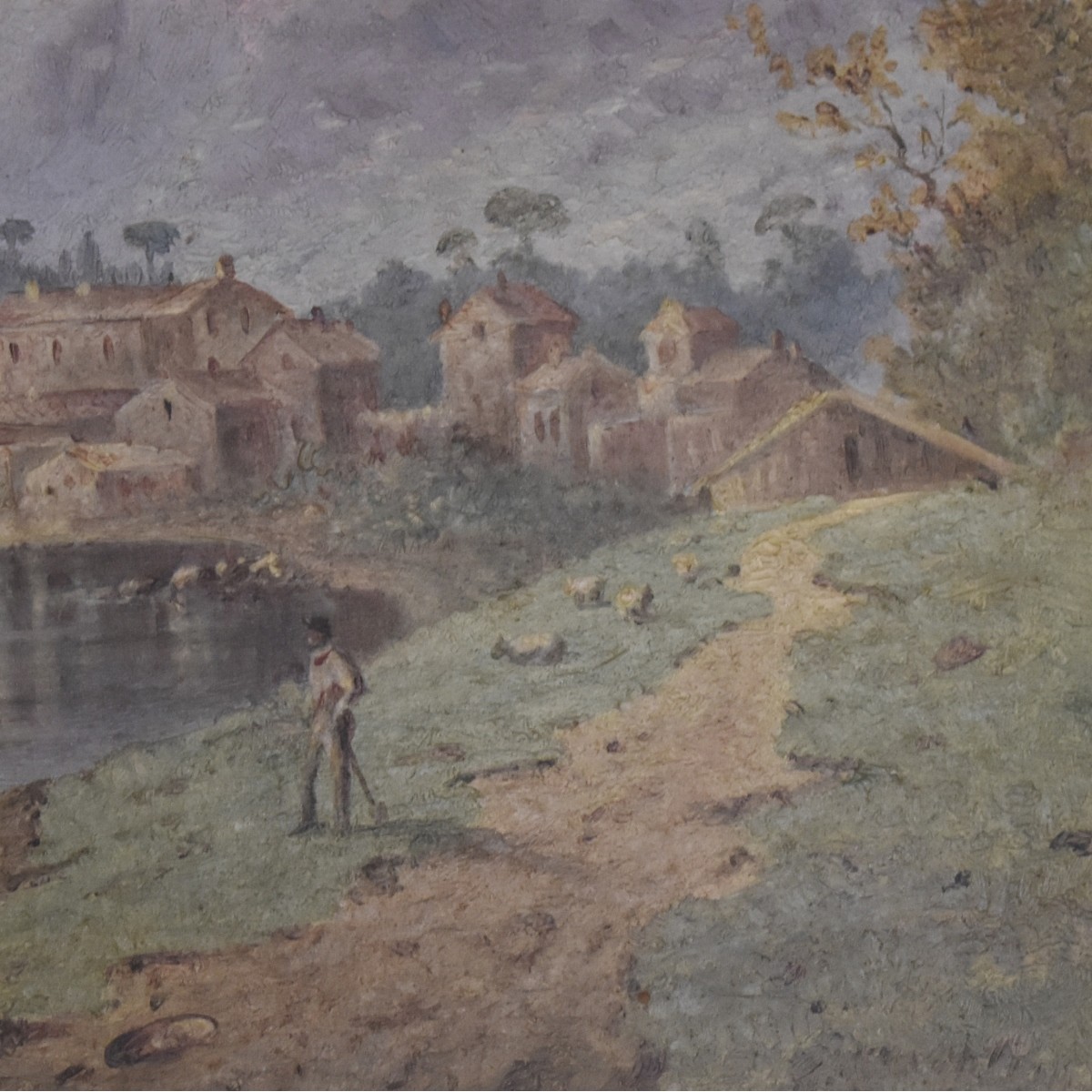 European Shore Scene Oil on Board