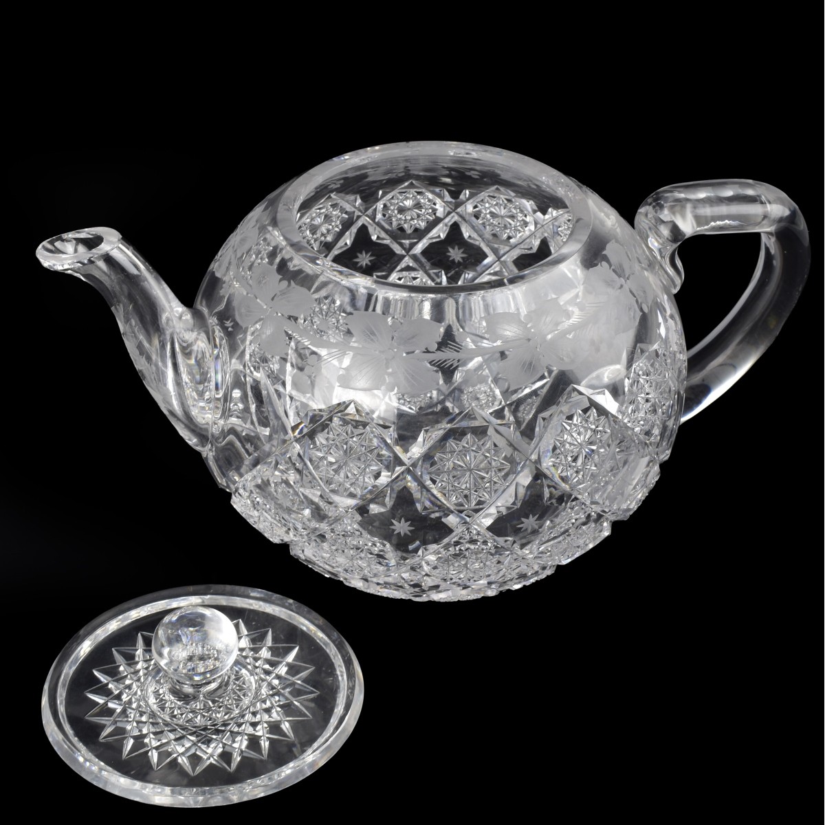 Antique Sinclaire Cut Glass Teapot
