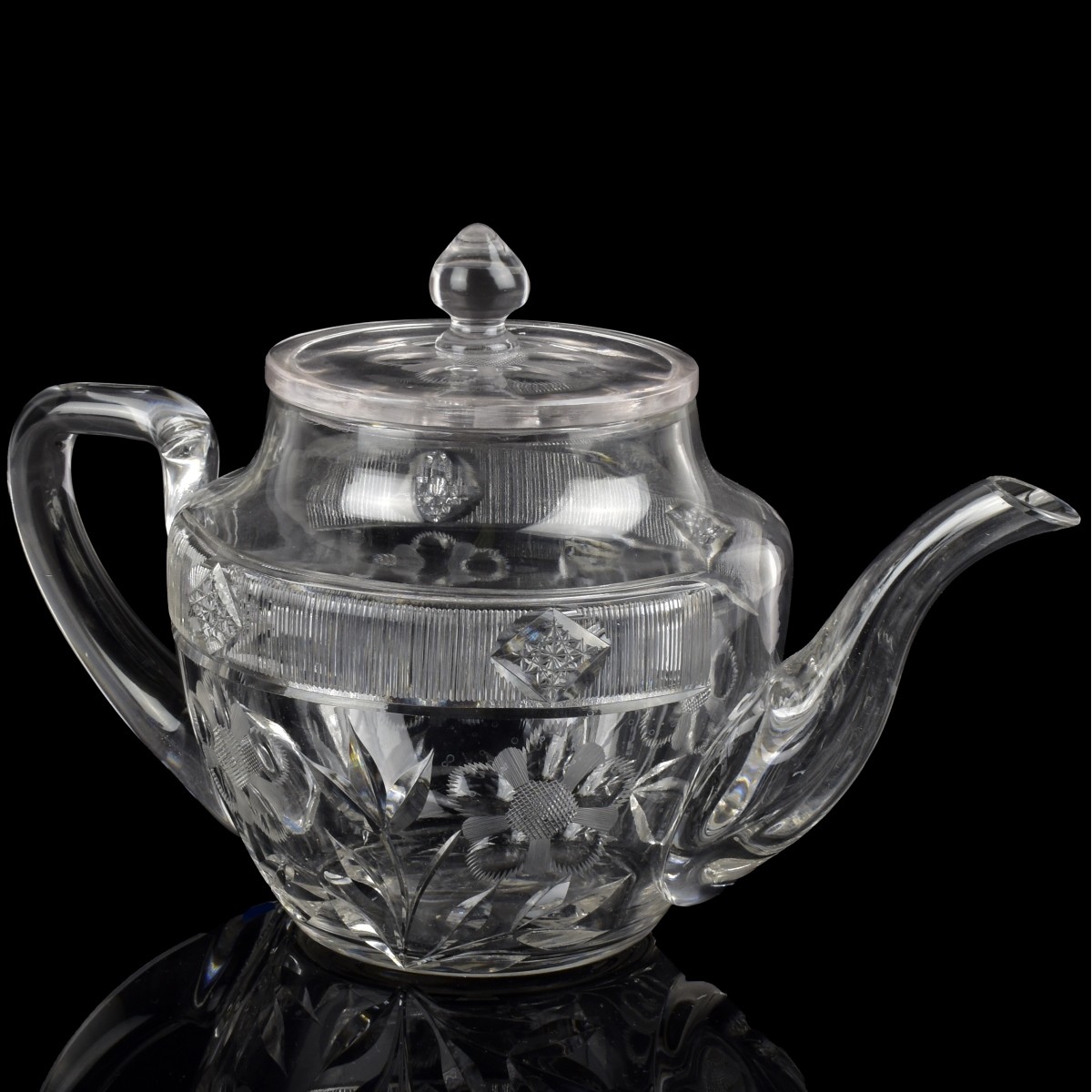 Antique Sinclaire Cut Glass Teapot