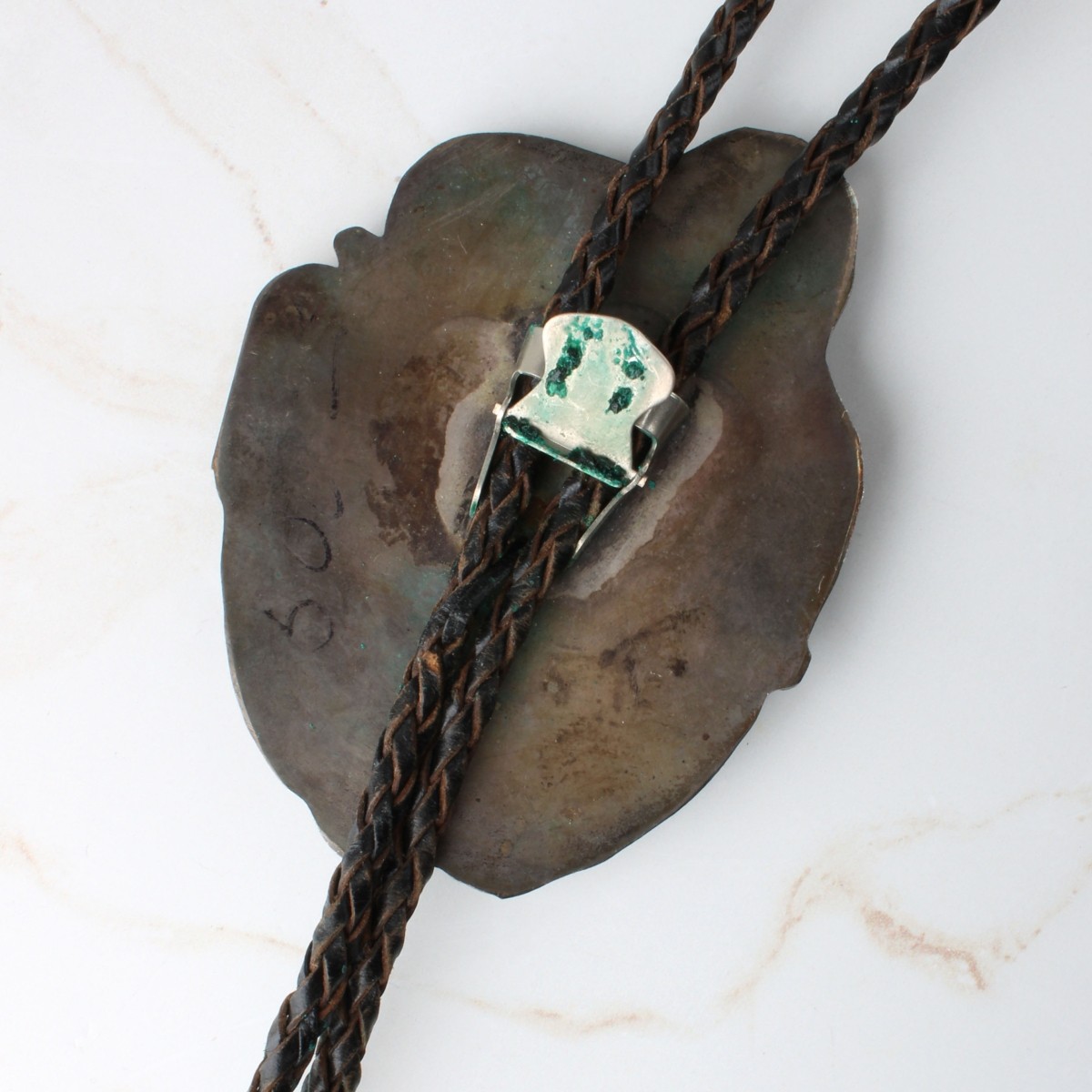 Navajo Coral, Turquoise and Silver Bolo Tie