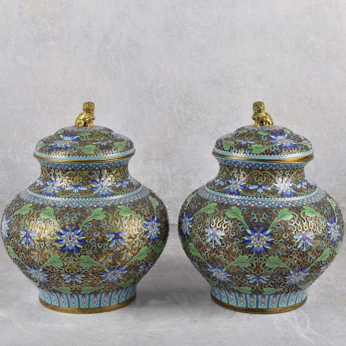Pair of Antique Chinese Cloisonne Jars
