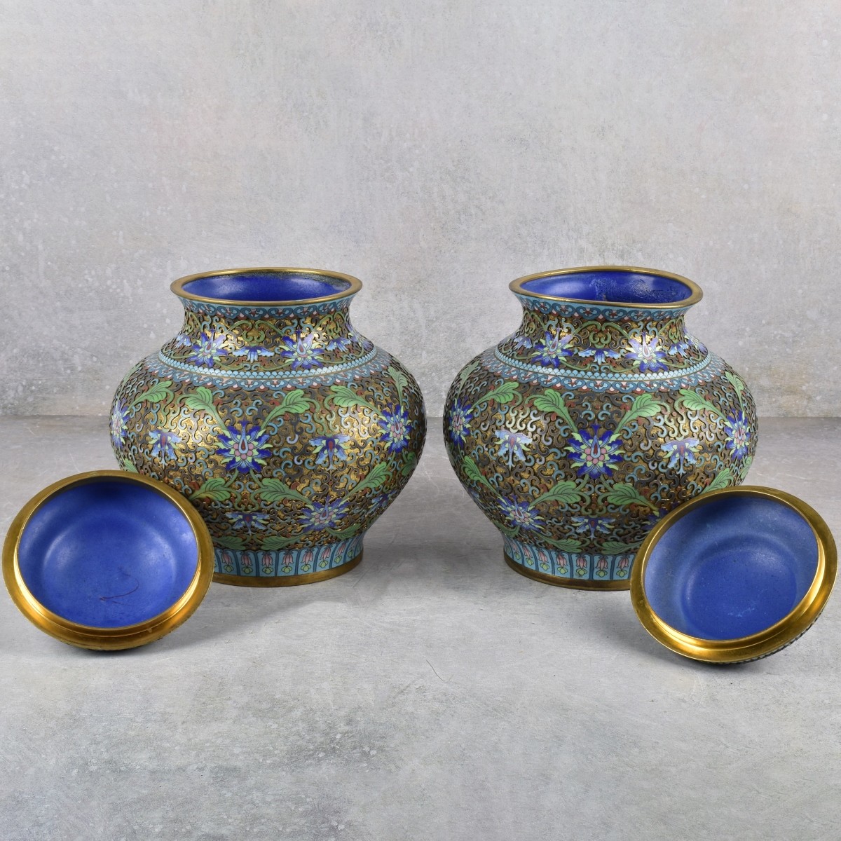 Pair of Antique Chinese Cloisonne Jars