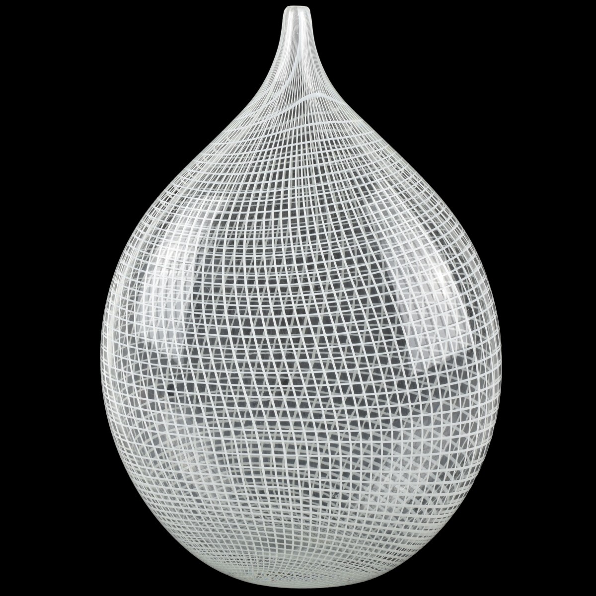 Vintage Murano Clear with White Vase