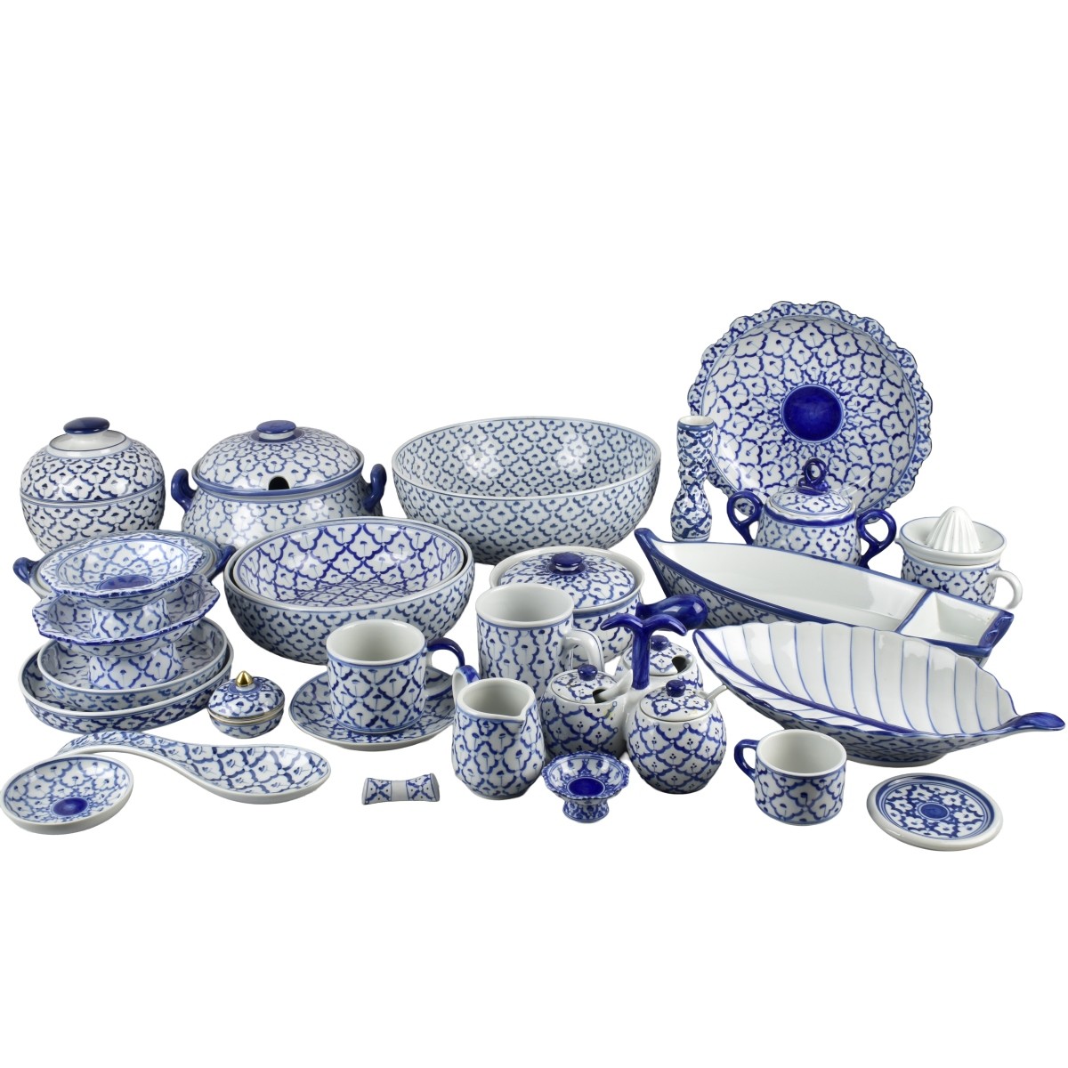 Thai Blue and White Porcelain Serving Pieces
