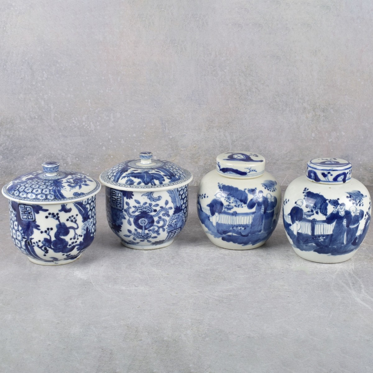 Vintage Chinese Blue and White Porcelain Jars