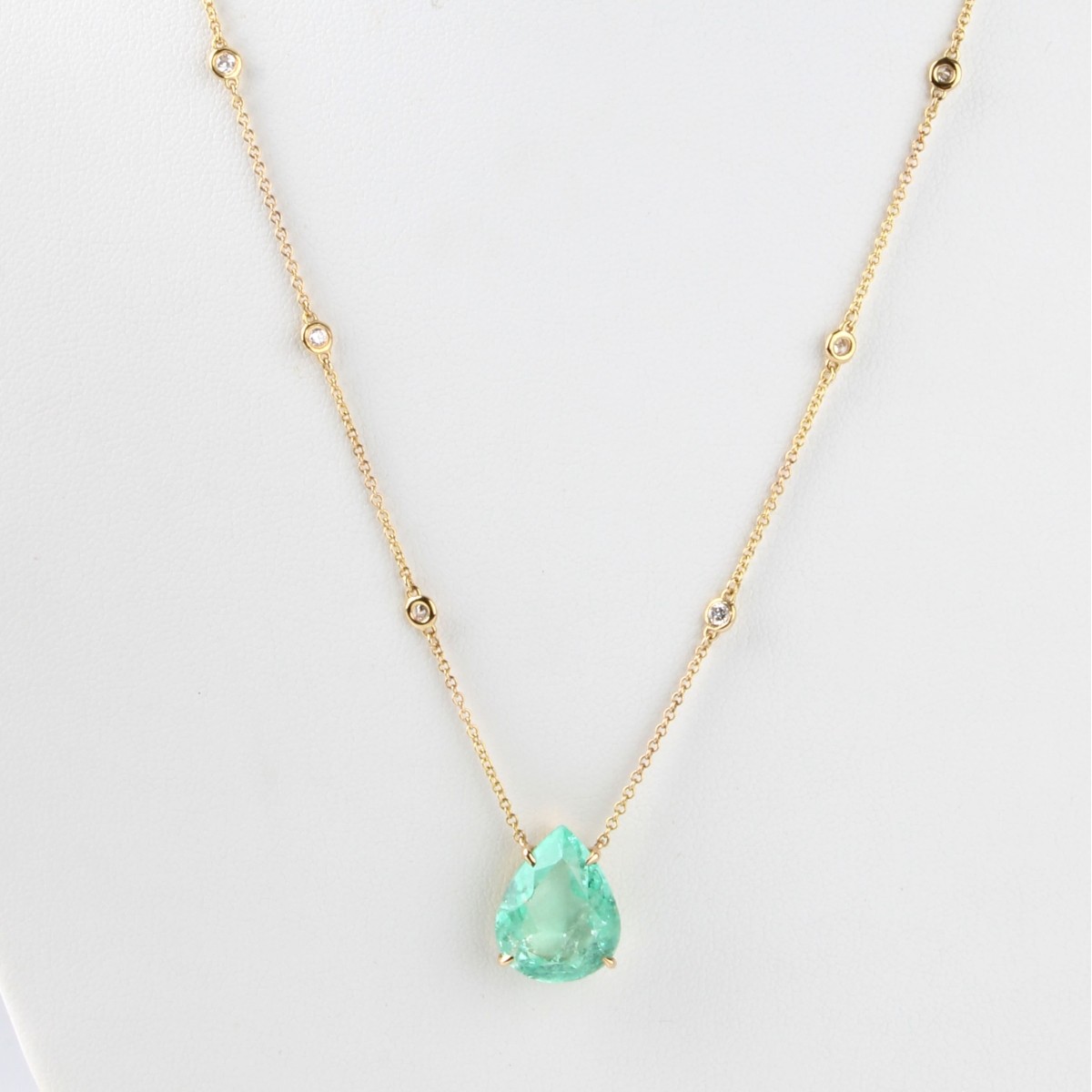 GIA Emerald, Diamond and 14K Necklace