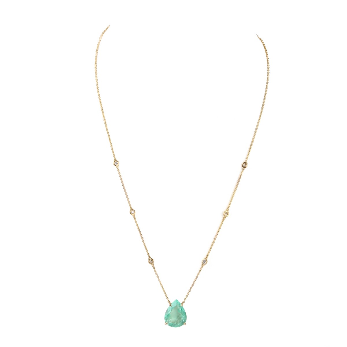 GIA Emerald, Diamond and 14K Necklace