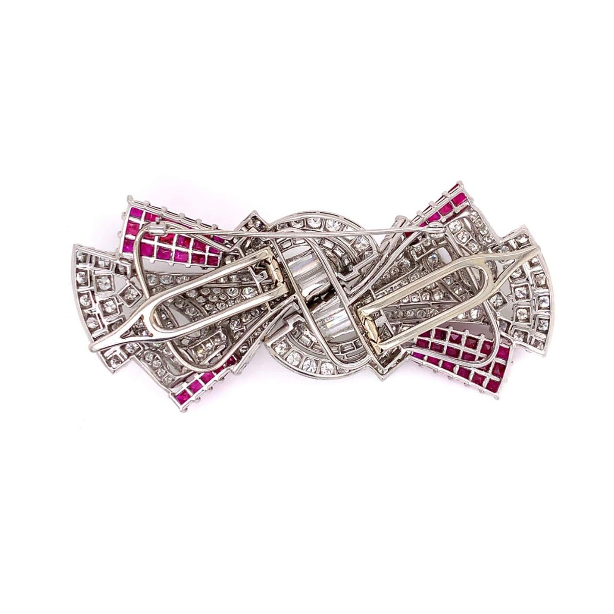 Deco Burma Ruby and Diamond Brooch