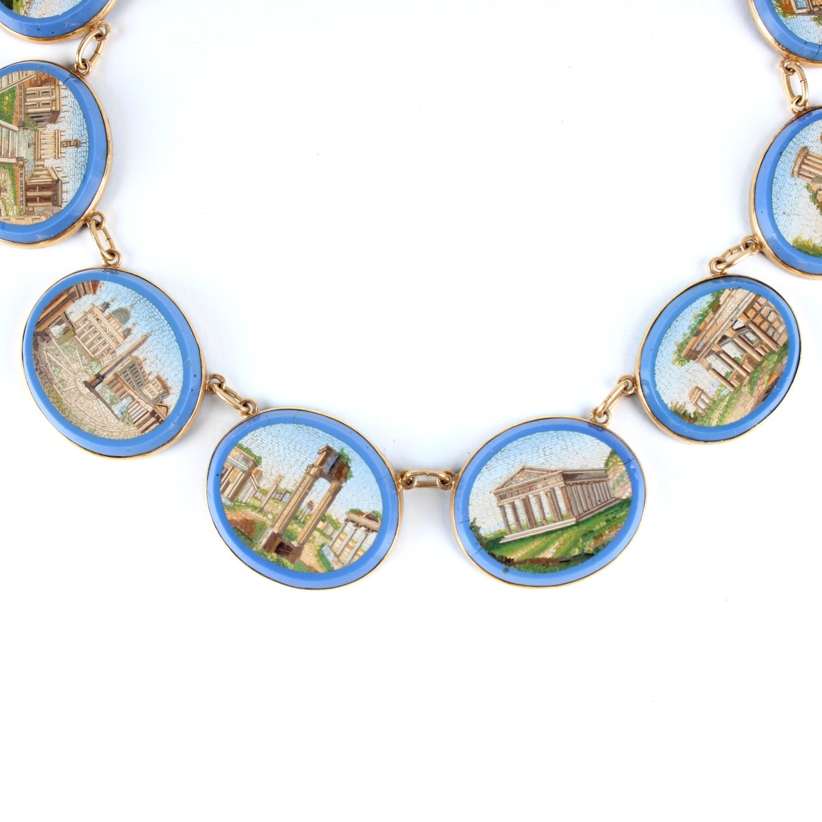 19th/20th C. 14K and Micro-mosaic Choker
