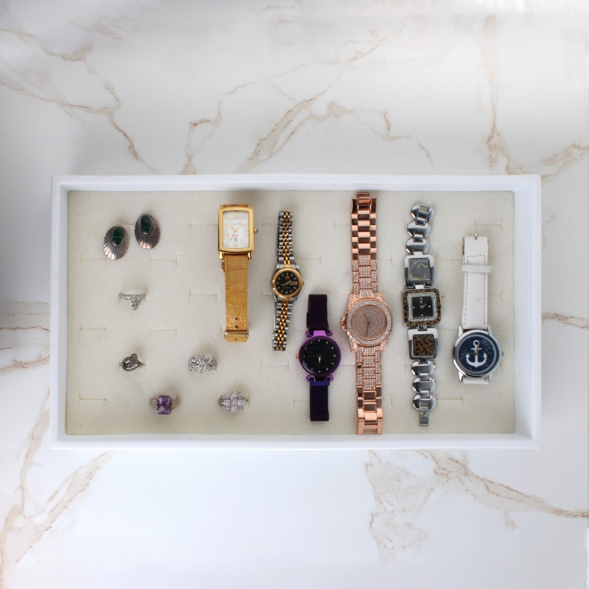Lot of Fashion Jewelry-Rings, Watches, Earrings