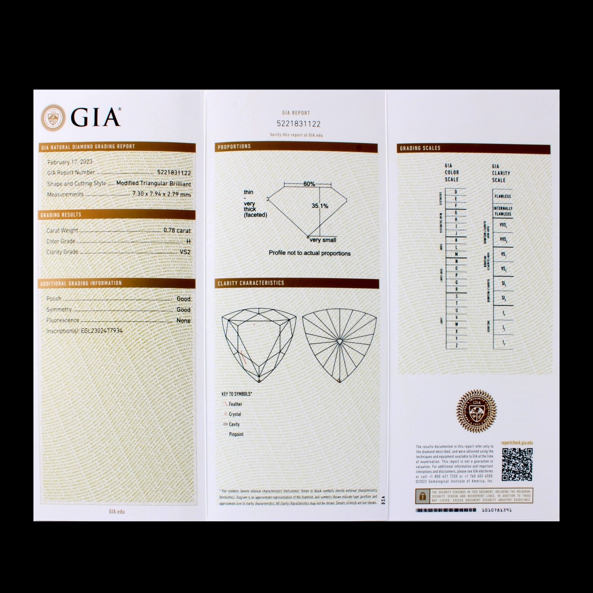 GIA .78 and .84 Trilliant Cut Diamonds