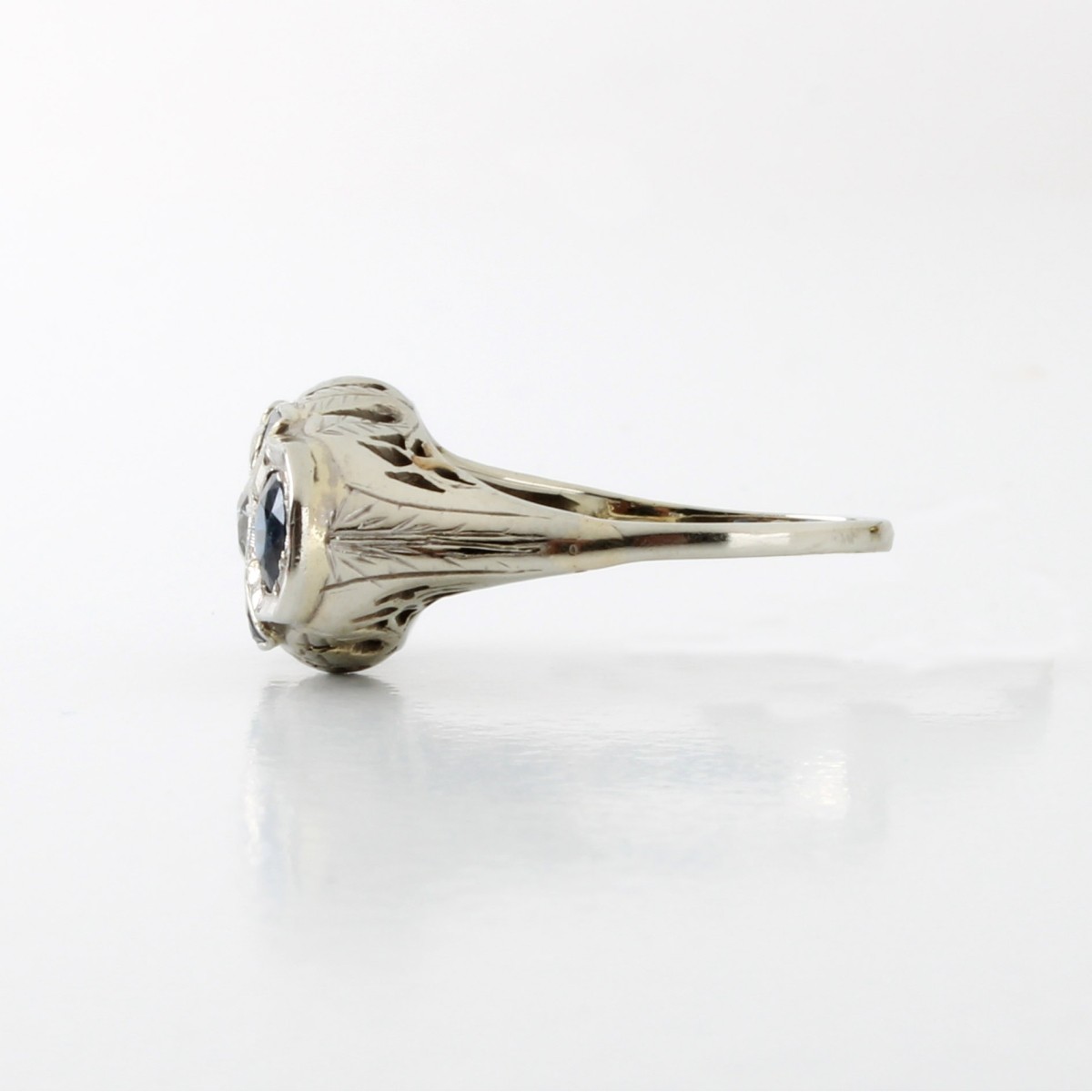 Deco Sapphire, Diamond and Platinum Ring