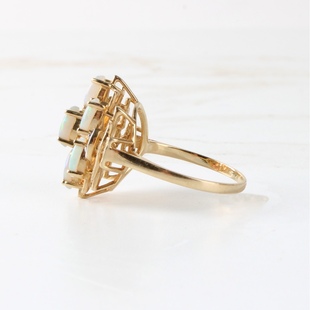 Opal, Diamond and 14K Ring