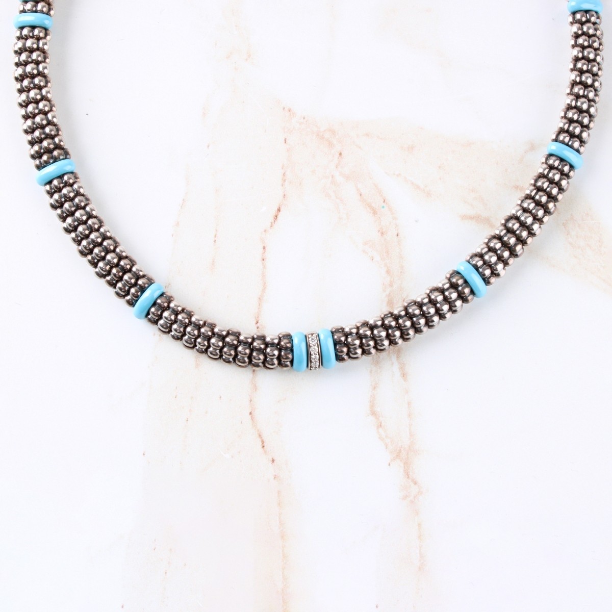 Lagos Ceramic Single Bead SIlver 925 Necklace