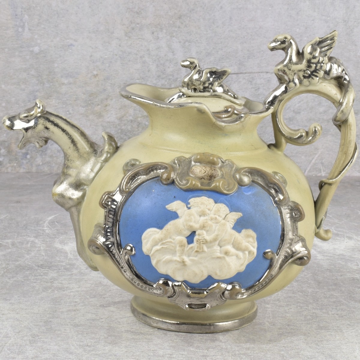 Antique Mettlach Stoneware Teapot