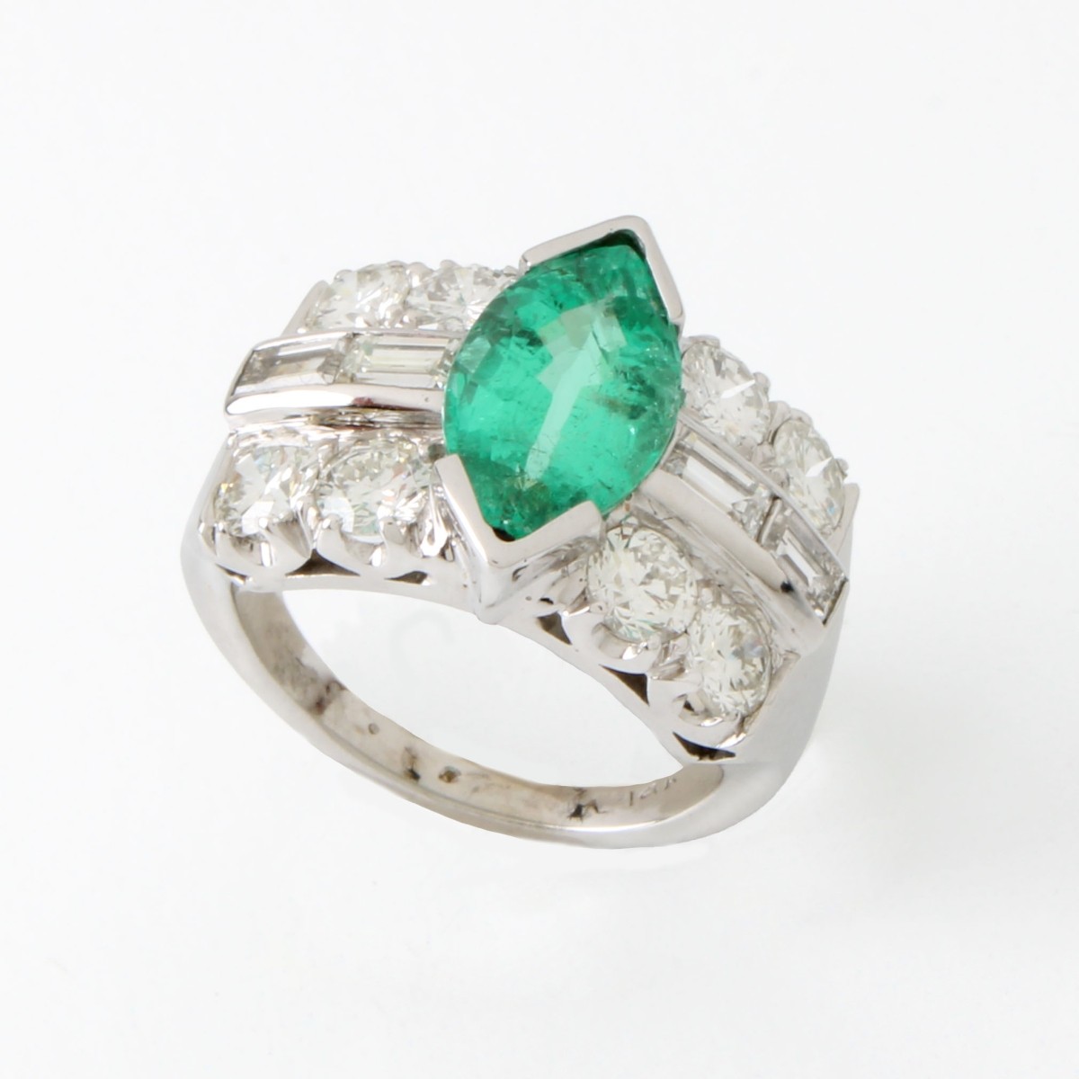 Emerald, Diamond and 14K Ring