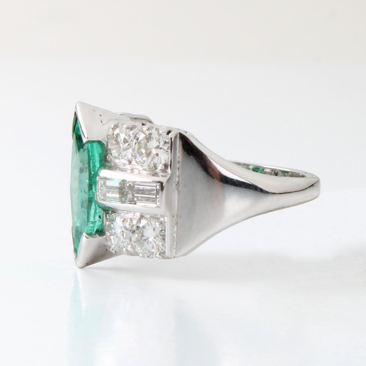 Emerald, Diamond and 14K Ring