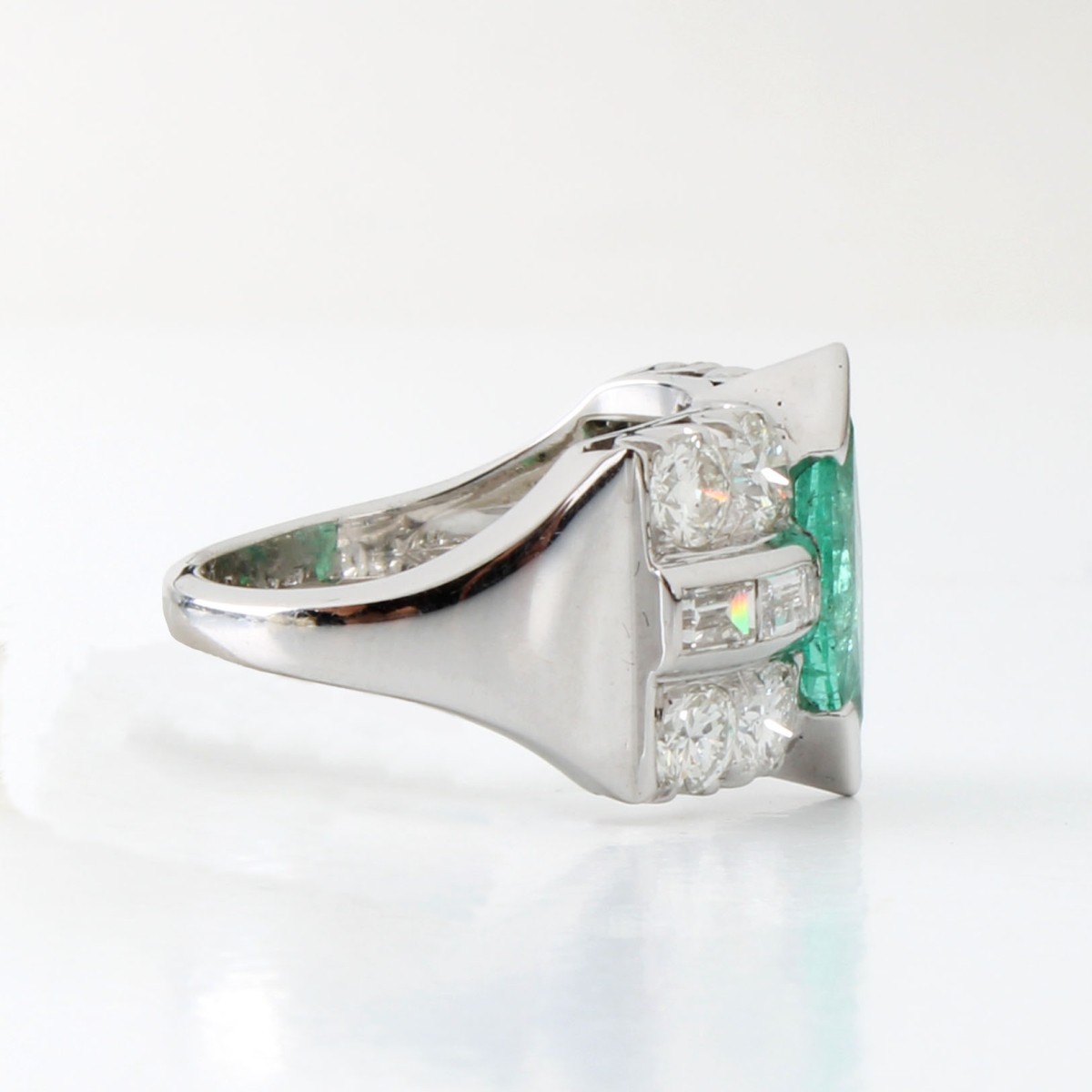 Emerald, Diamond and 14K Ring