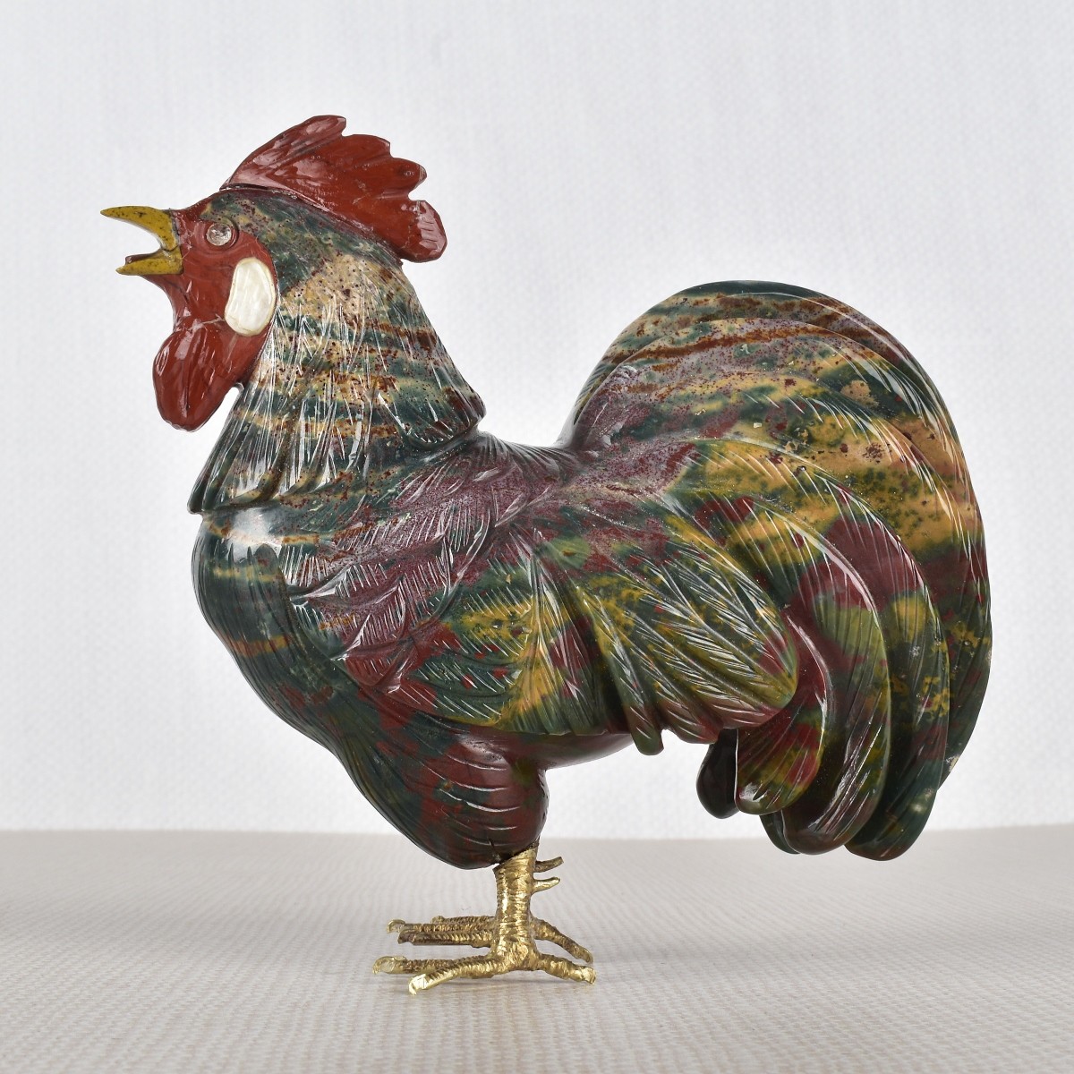 Carved Agate Rooster Figure