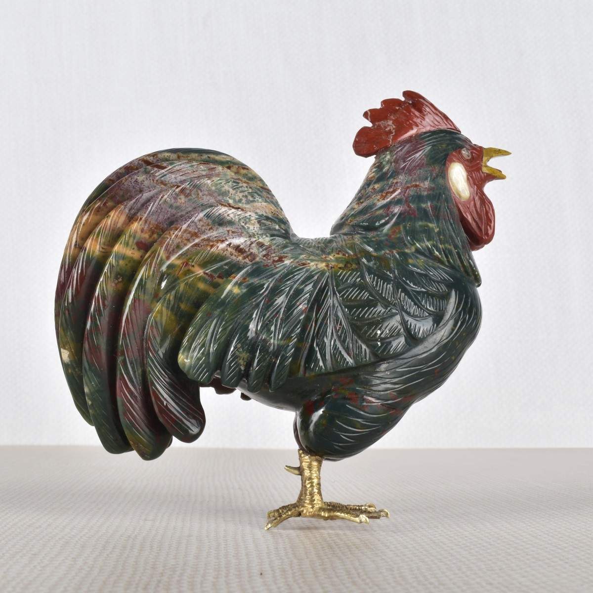 Carved Agate Rooster Figure