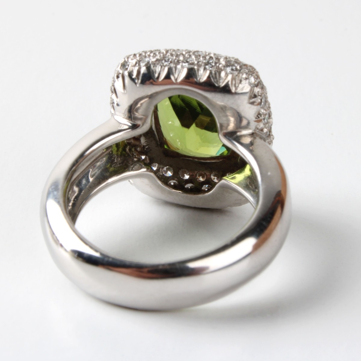 Peridot, Diamond and 18K Ring