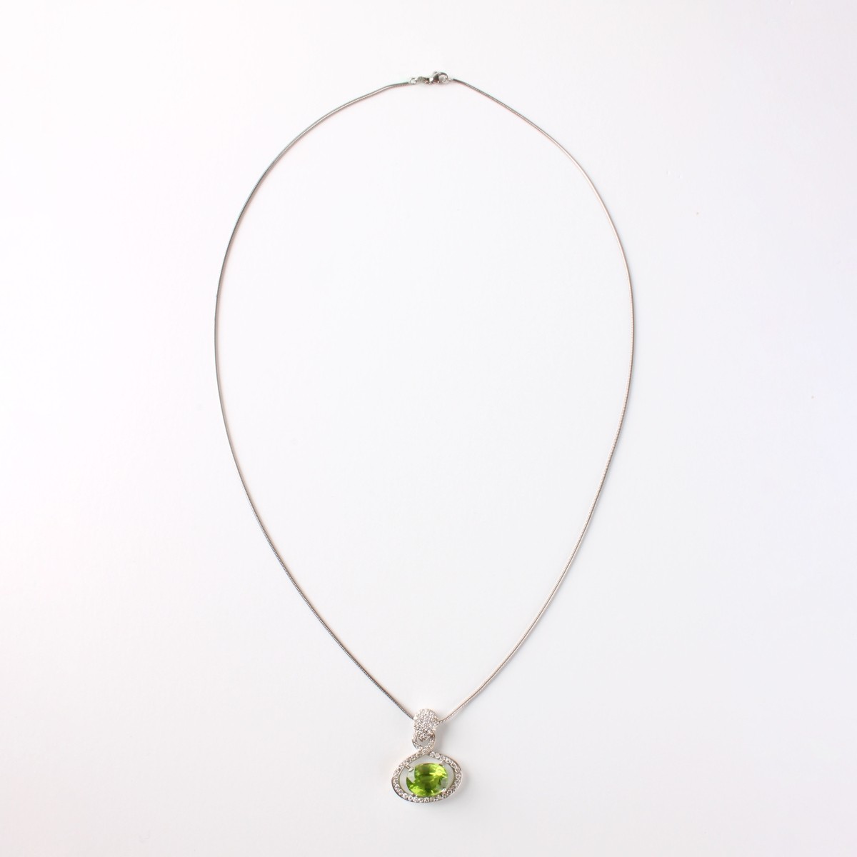Peridot, Diamond and 18K Pendant Necklace