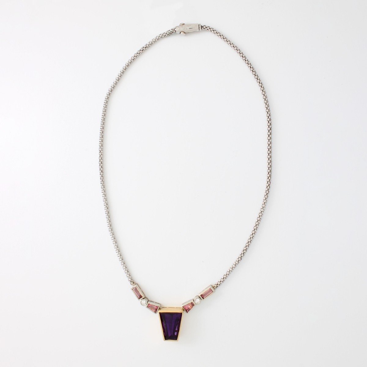 Gemstone and 18K Pendant Necklace