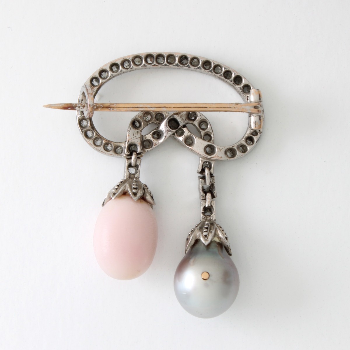 Edwardian Conch Pearl 14K Brooch